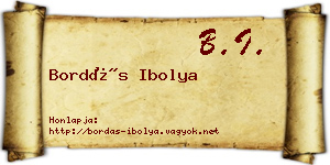 Bordás Ibolya névjegykártya