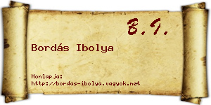 Bordás Ibolya névjegykártya
